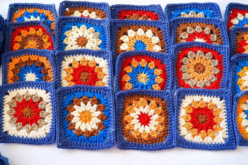 a lot of squares for colorful granny square cardigan
