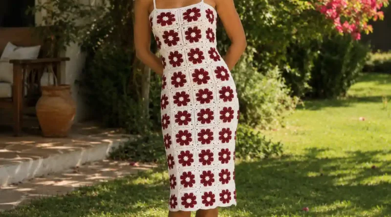African Flower Granny Square finished on body