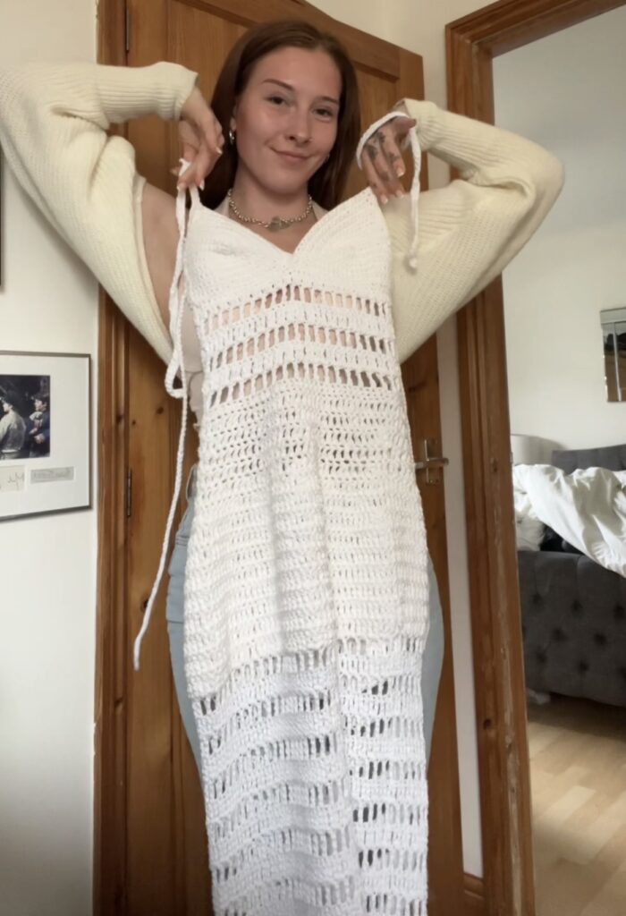 Viral White Crochet Dress
