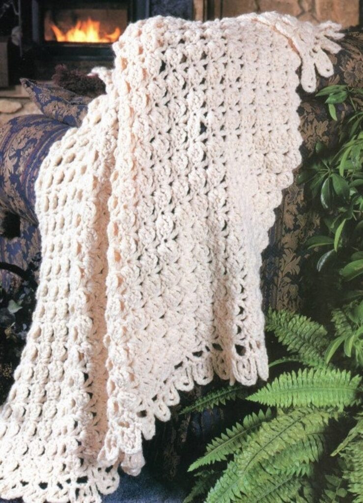 Lacy openwork crochet blanket – airy summer throw