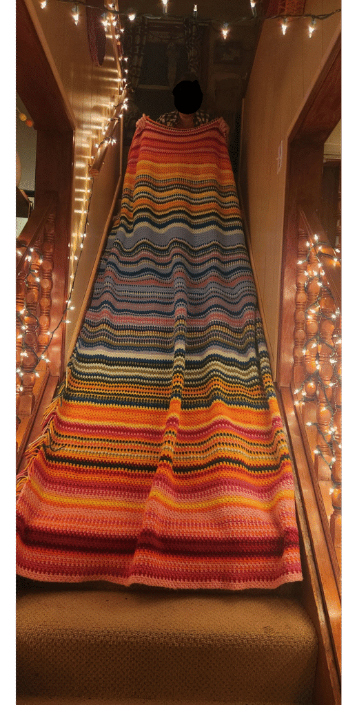 Temperature blanket showing daily color changes – creative way to crochet a blanket