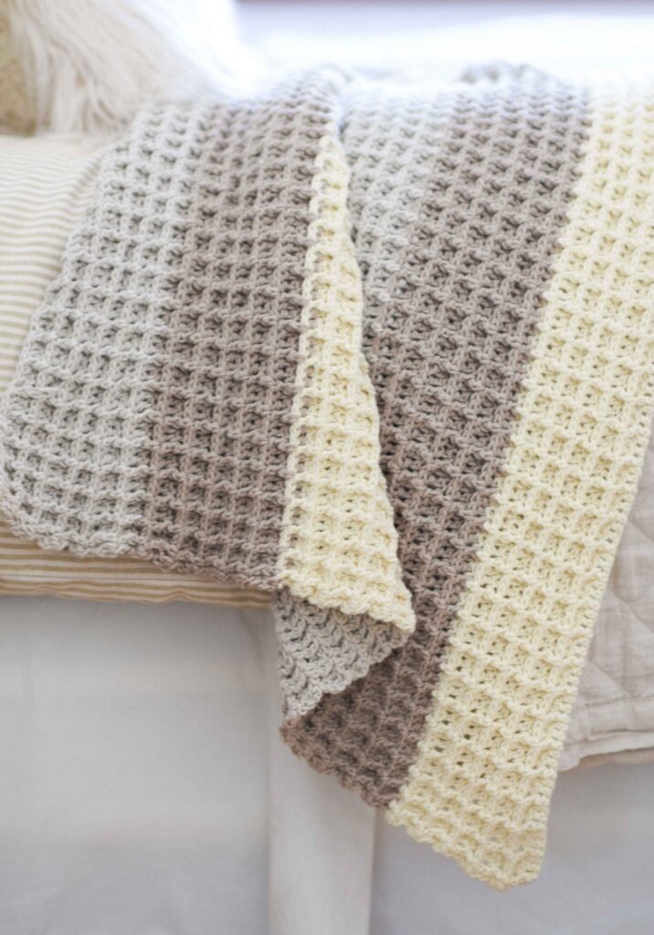 Textured waffle stitch crochet blanket – free pattern idea
