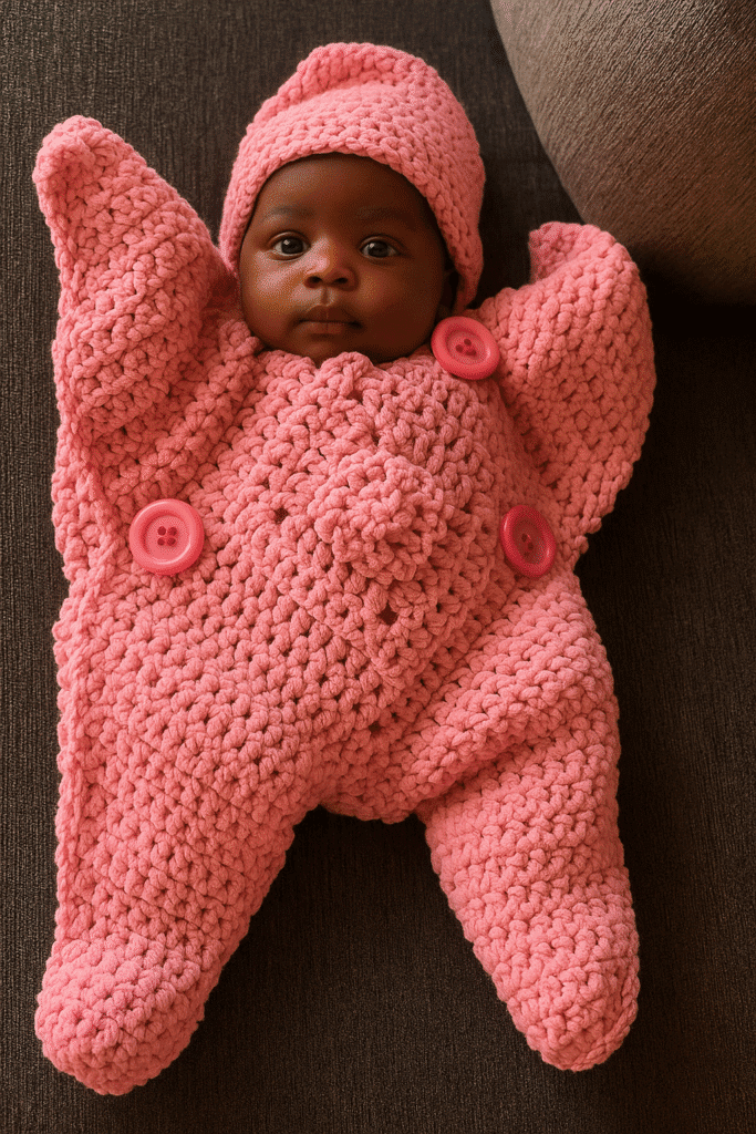 Close-up of Crochet Starship stitches showing detailed yarn texture