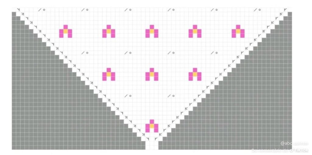 Cherry Triangle Scarf Knit chart showing stitch-by-stitch grid for the cherry motif