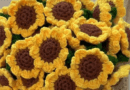 sunflower crochet blanket bouquet details
