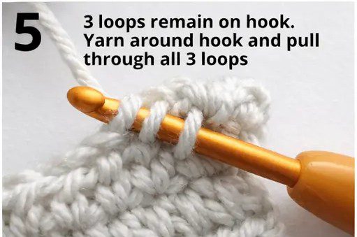 Step-by-step tutorial showing how to half double crochet stitch (hdc) - 5