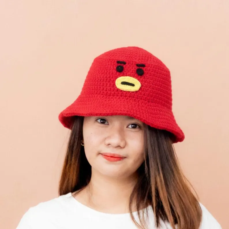 A BT21 BTS crochet bucket hat pattern