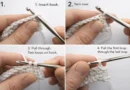 Slip stitch crochet step-by-step tutorial showing how to make a slip stitch (sl st)
