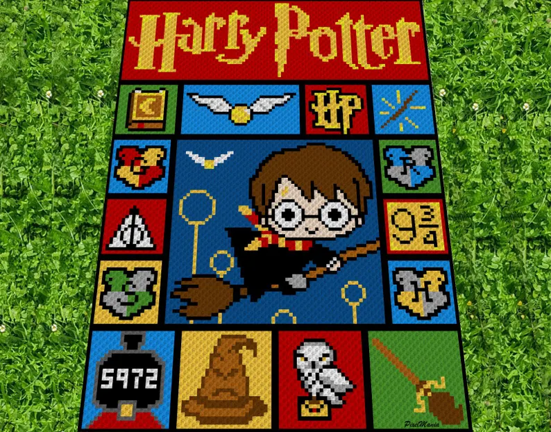 Harry Potter crochet patterns graph blanket pattern C2C wizard themed design