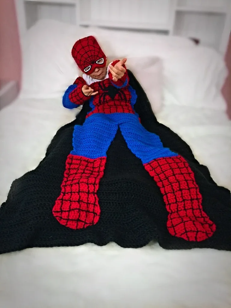 Spiderman crochet blanket pattern with bold superhero inspired design