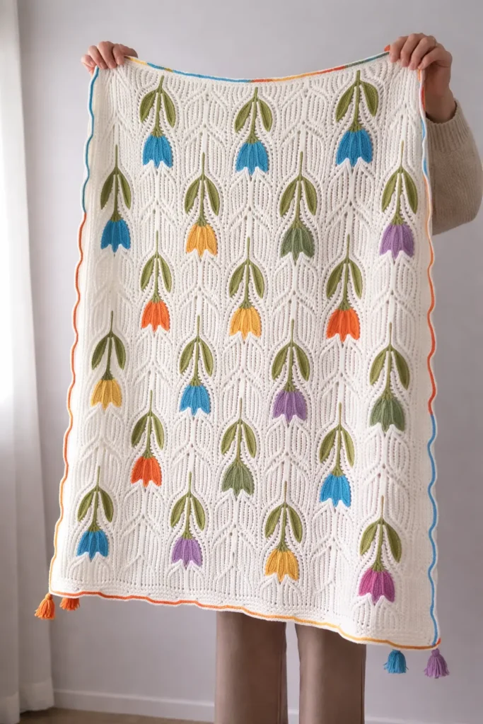 Crochet Tulip Blanket Pattern - finished blanket.