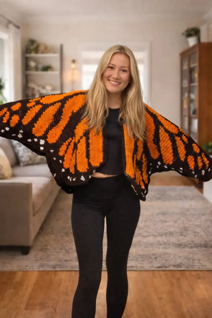 Butterfly Monarch Cardigan Crochet Pattern 