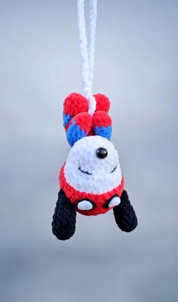 Cute crochet car hanger Snoopy Spider Man pattern finished piece