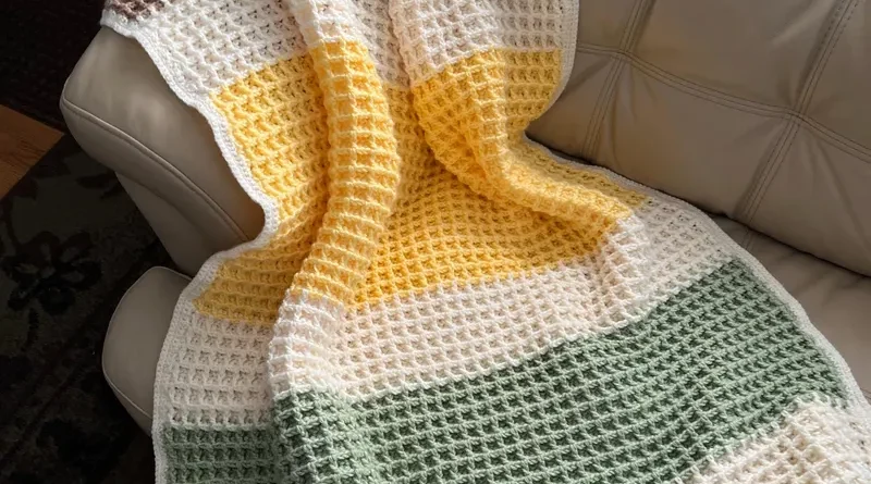 waffle stitch crochet textured blanket pattern