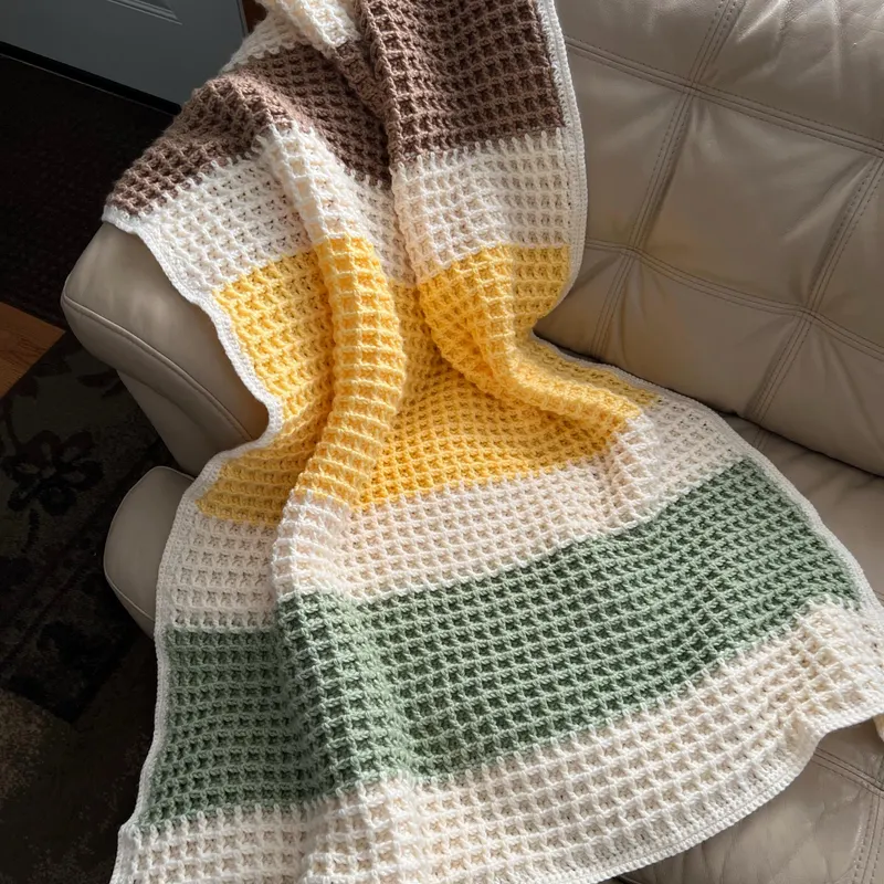 waffle stitch crochet textured blanket pattern