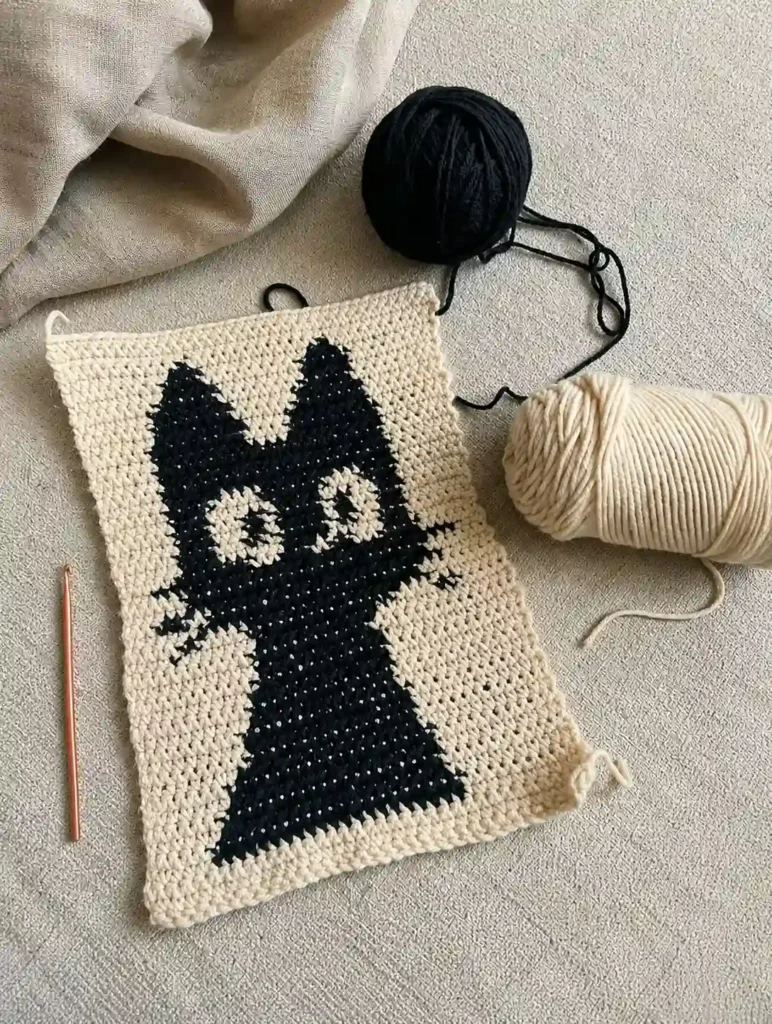 Black Cat Tapestry Crochet Idea