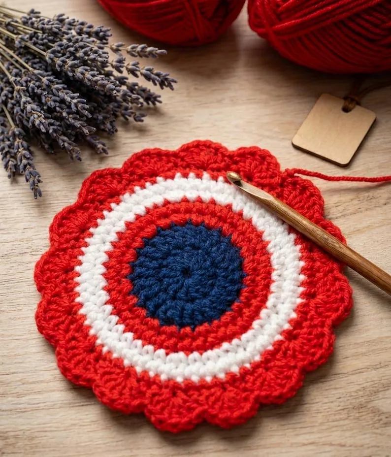 Easy 4th of July crochet Patterns coaster