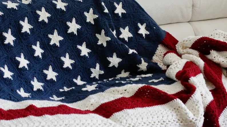 Perfect American Flag Crochet Blanket