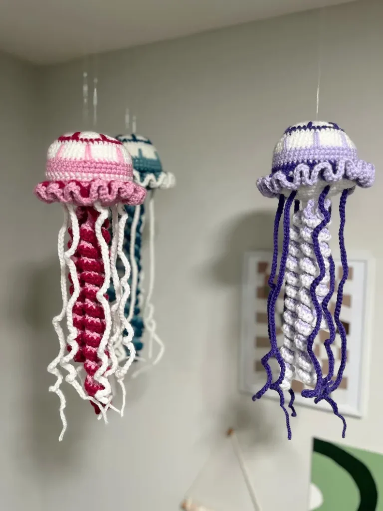 Crochet Amigurumi Jellyfish Wall Hanging - amazing crochet decor room ideas