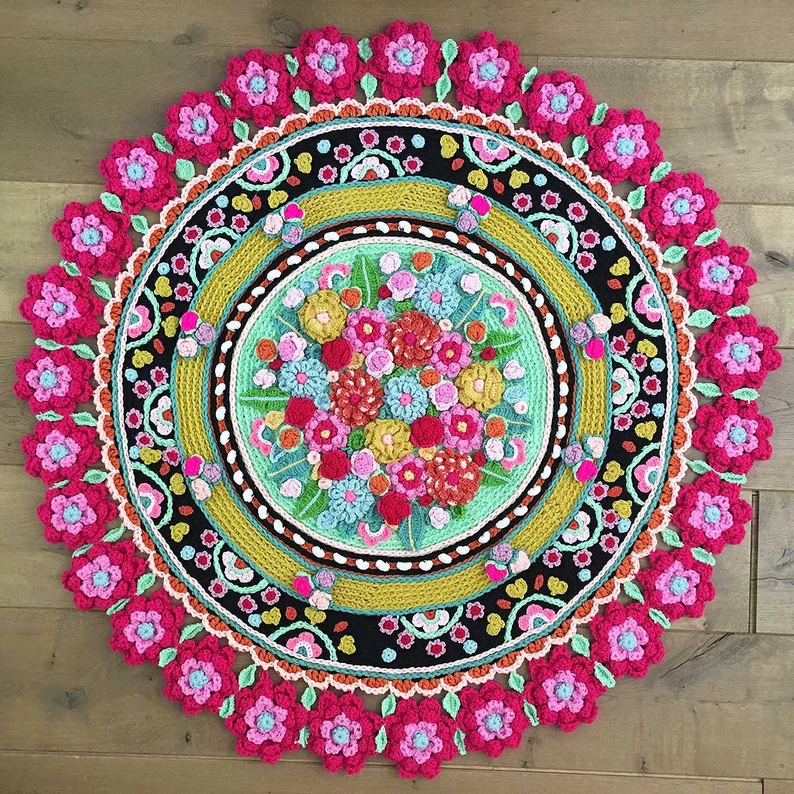 Garden of Joy Crochet Rug pattern crochet room decor ideas
