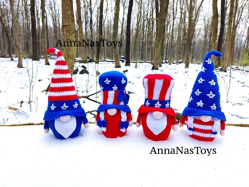 Crochet Gnomos - Amigurumi for 4th of July