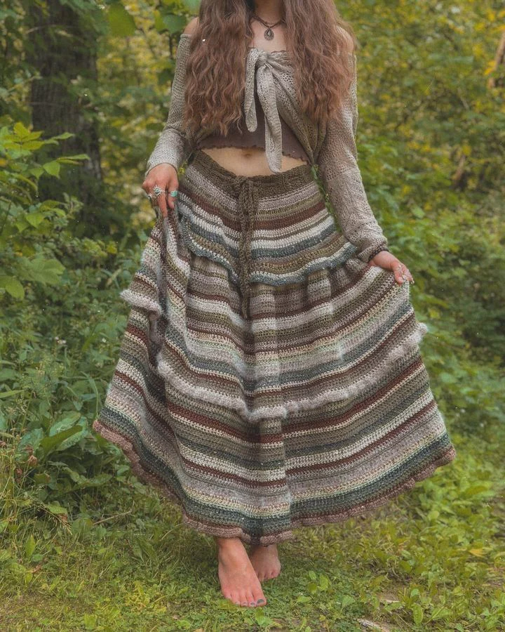 crochet maxi flowy skirt idea