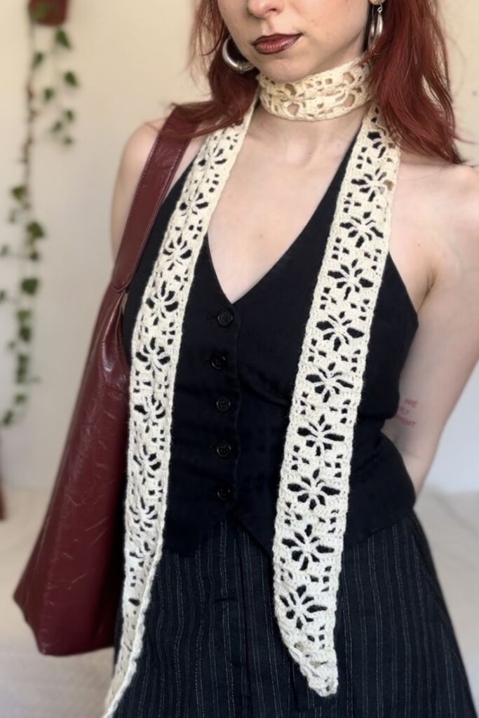 Crochet Lace Scarf Pattern Free - on outfit