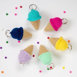 Crochet Ice Cream Cone Keychain and Bag Charm Pattern Free