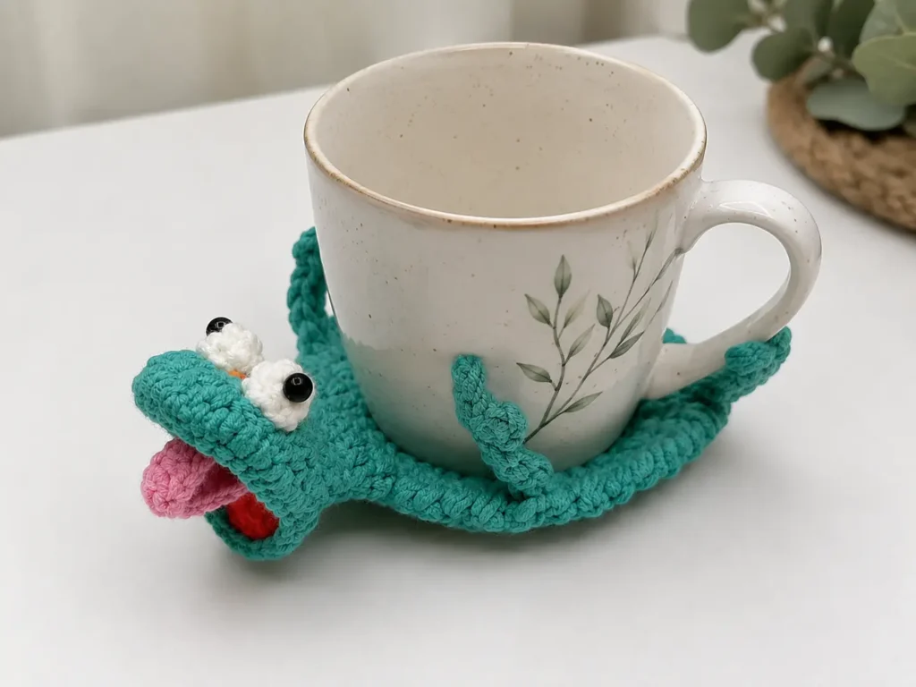 Lizard Coaster crochet free pattern -finished