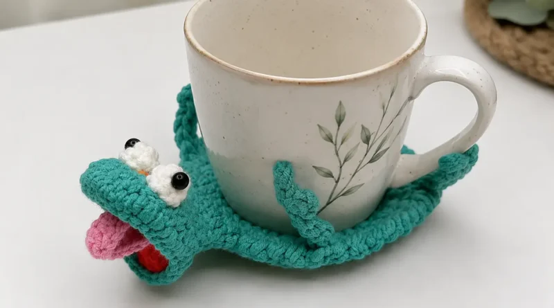 Lizard Coaster crochet free pattern -finished