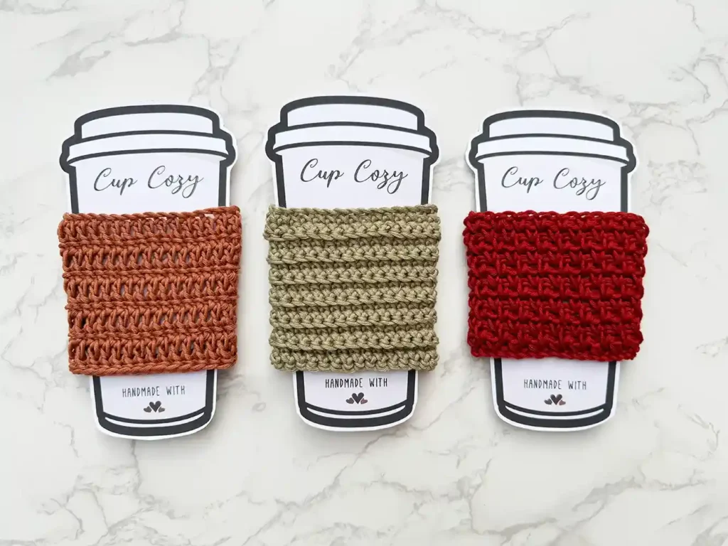 crochet Cup Cozy in Cotton Yarn - a diferent colors 