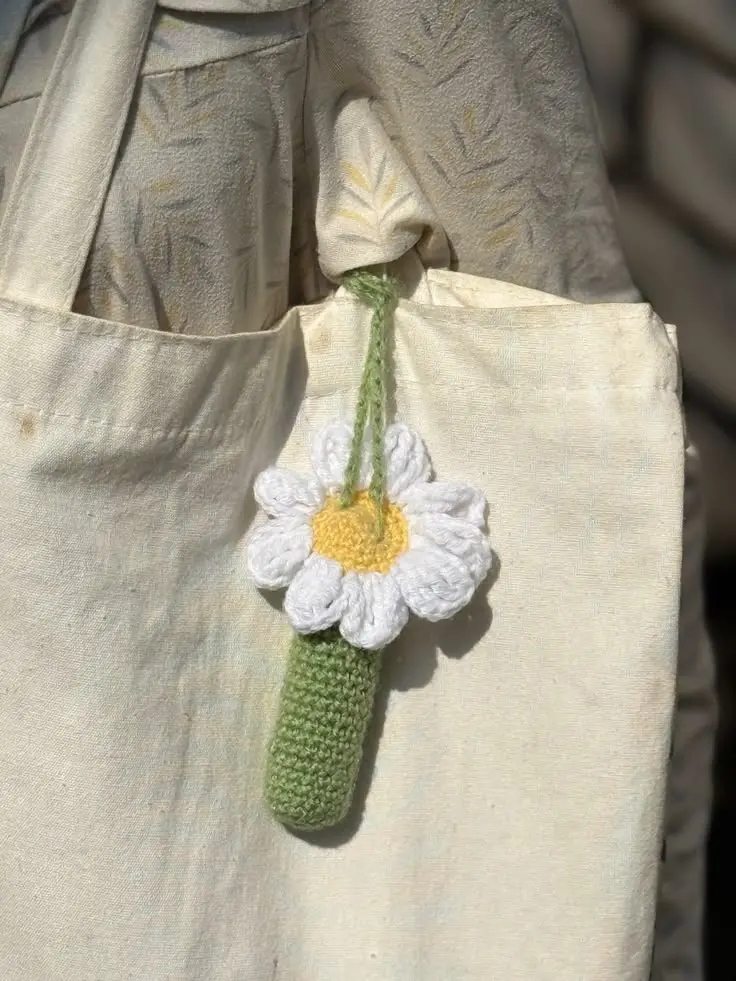 Crochet Daisy Flower Chapstick Holder Pattern Free