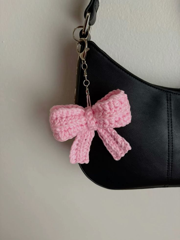 Easy Crochet Bow Keychain and Bag Charm pattern Free