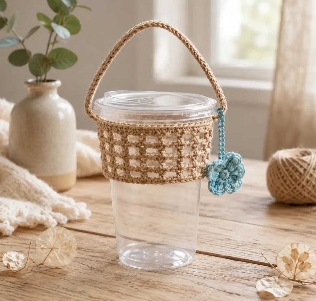 Easy Crochet Cup Holder with Sleeve Free Pattern