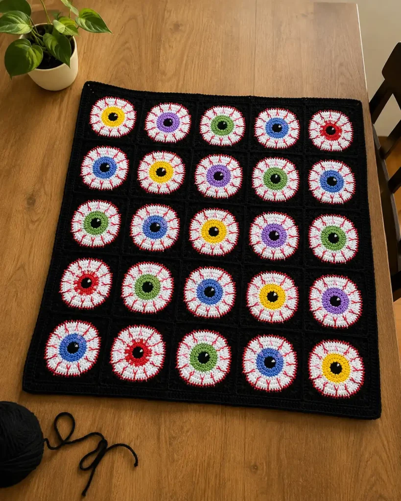 Eye Ball Granny Square Pattern Free blanket
