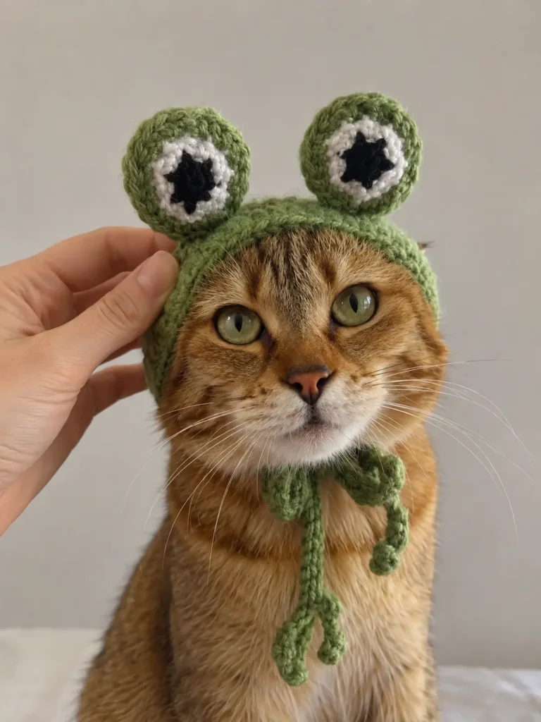Crochet Frog hat for cat pattern free