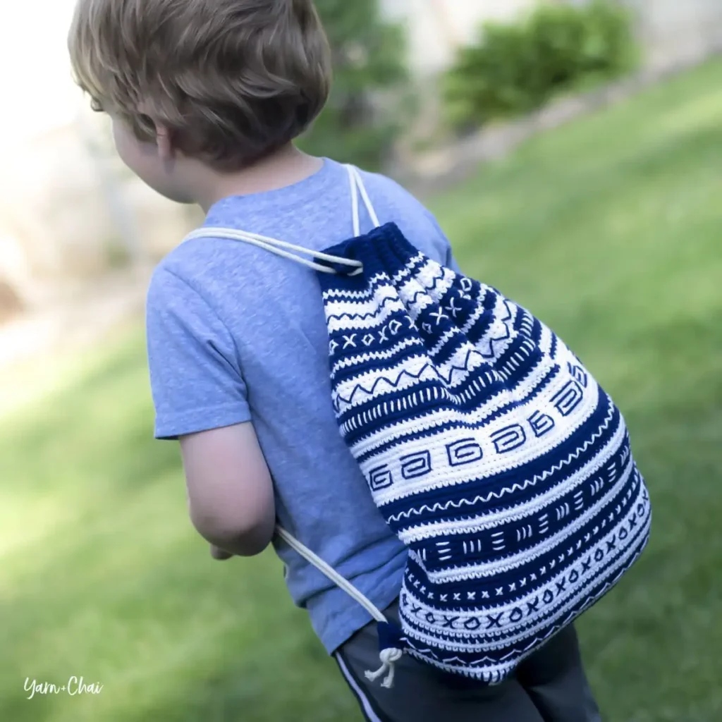 Mudcloth Backpack bag crochet pattern free