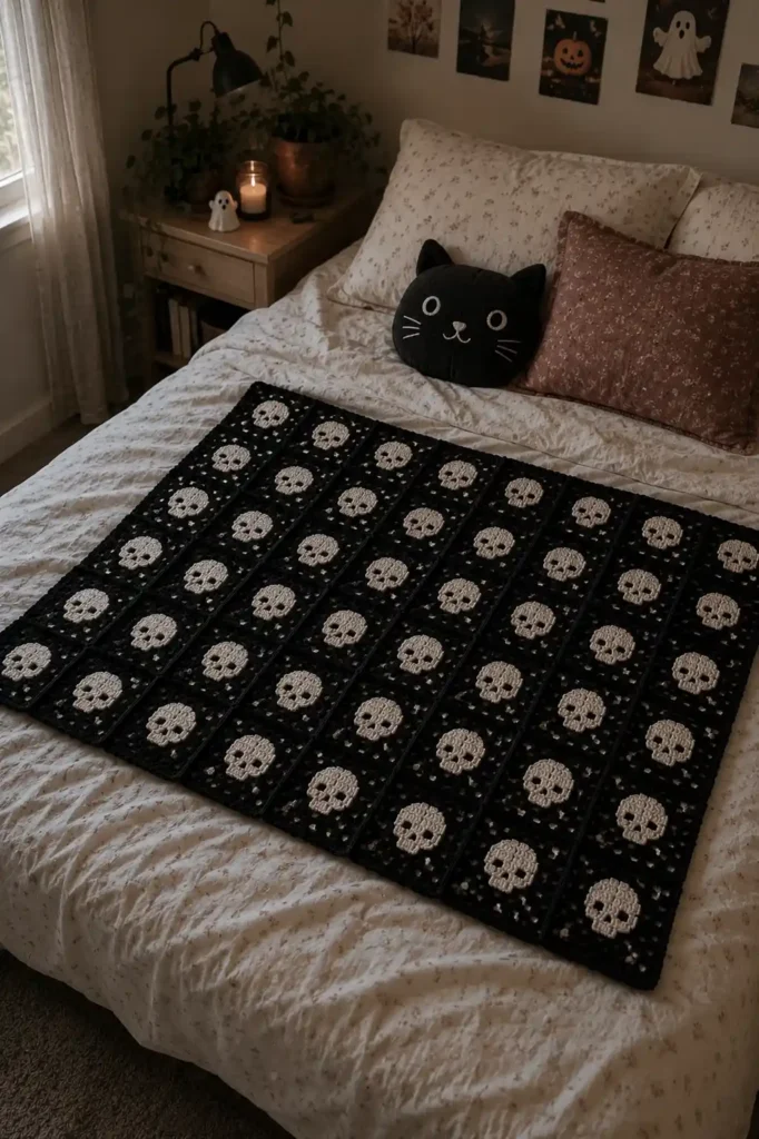 Basic Skull Granny Square Blanket Pattern Free